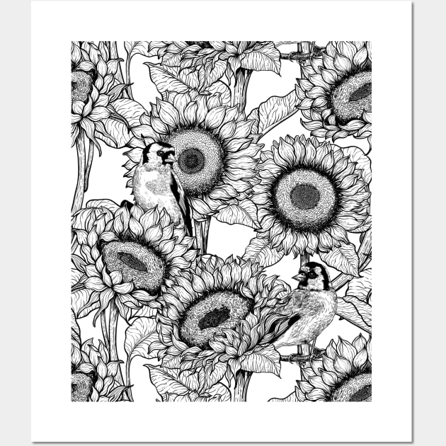 Sunflowers and goldfinches Wall Art by katerinamk